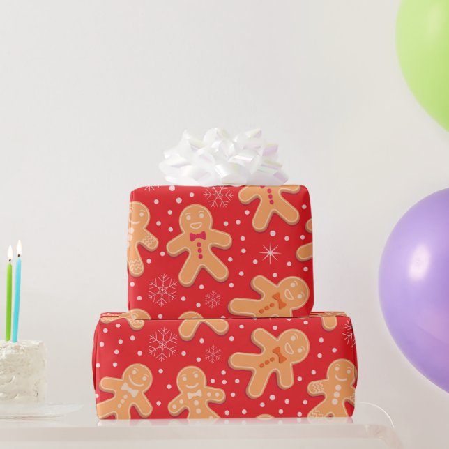 Papel De Regalo Gracioso patrón de galletas de hombre de Gingerbre (Regalos de fiesta)