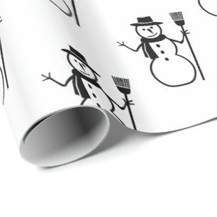 Papel De Regalo Gracioso patrón de nieve blanco y negro