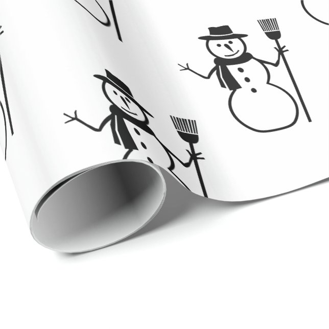 Papel De Regalo Gracioso patrón de nieve blanco y negro (Esquina del rollo)