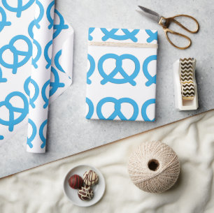 Papel De Regalo Gracioso patrón de Pretzel Azul Oktoberfest alemán