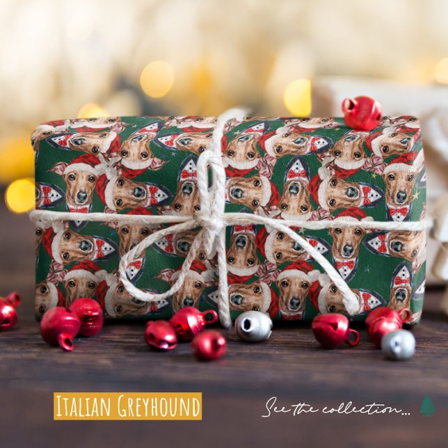 Papel De Regalo Gracioso patrón italiano de Navidades del Greyhoun (Subido por el creador)