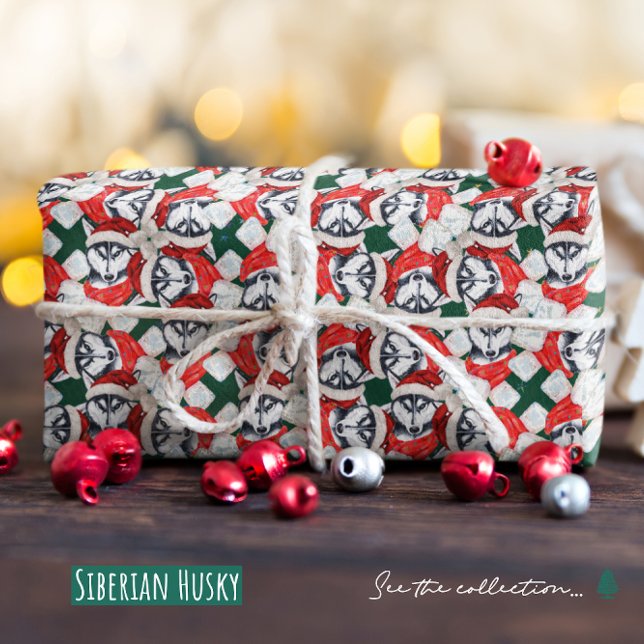 Papel De Regalo Gracioso patrón Siberian Husky Navidades (Subido por el creador)
