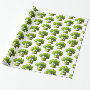 Papel De Regalo Gracioso patrón vegetariano de Broccoli