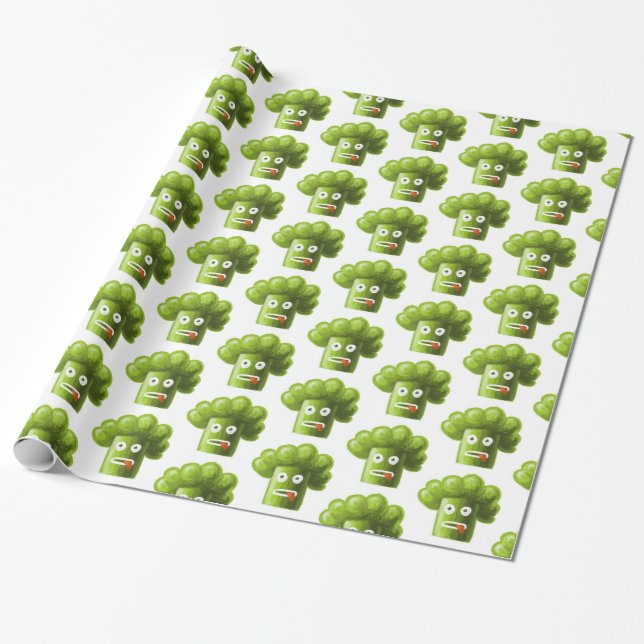 Papel De Regalo Gracioso patrón vegetariano de Broccoli (Desenrollado)