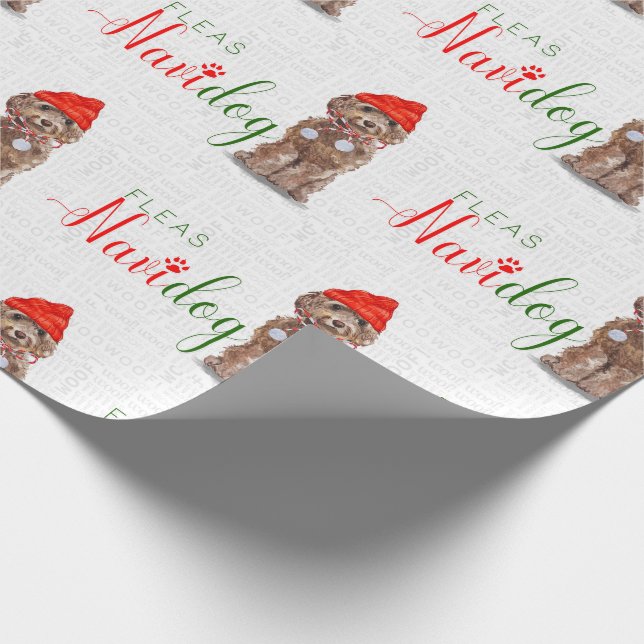 Papel De Regalo Gracioso perro Navidades de los amantes Brown Cock (Esquina)