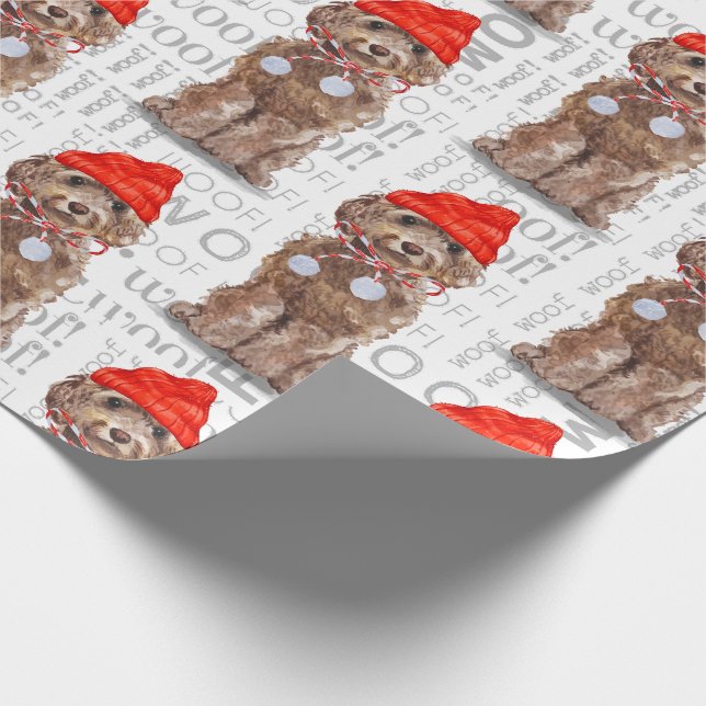 Papel De Regalo Gracioso perro Navidades de los amantes Brown Cock (Esquina)
