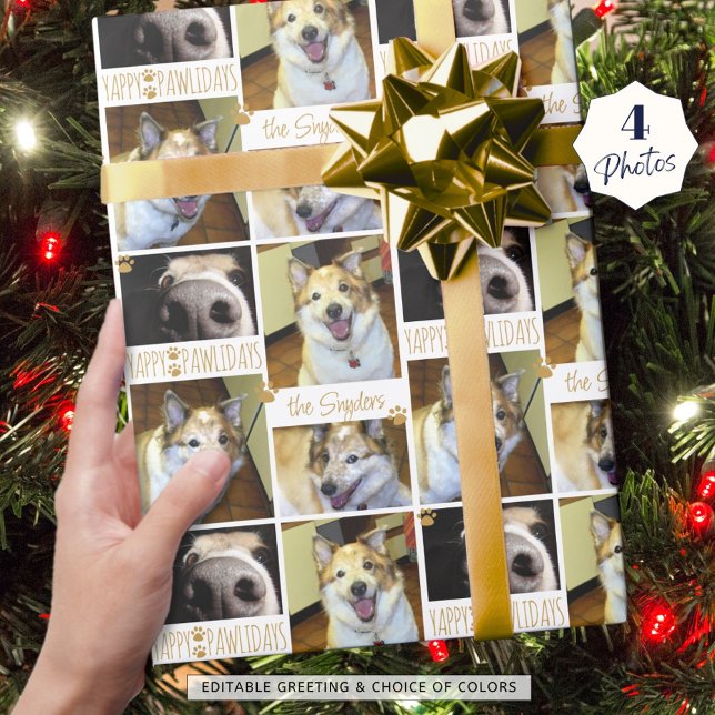Papel De Regalo Gracioso perro YAPPY PAWLIDAYS 4 Foto personalizad (Subido por el creador)