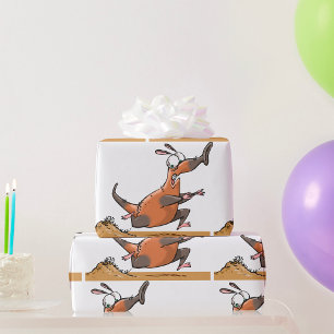 Papel De Regalo Gracioso Personalizado de Anteater Quirky Running