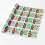 Papel De Regalo Gracioso pie grande merry Christmas Sasquatch Pun<br><div class="desc">Este divertido diseño de Navidades de personalizados de juego de palabras muestra una imagen de gruñido de pie. Lleva flores, lleva vino y un regalo envuelto mientras lleva un sombrero rojo de Santa. El texto dice: "Pie grande rara vez aparece, pero apareció para desearte una feliz Navidad". Este es un...</div>
