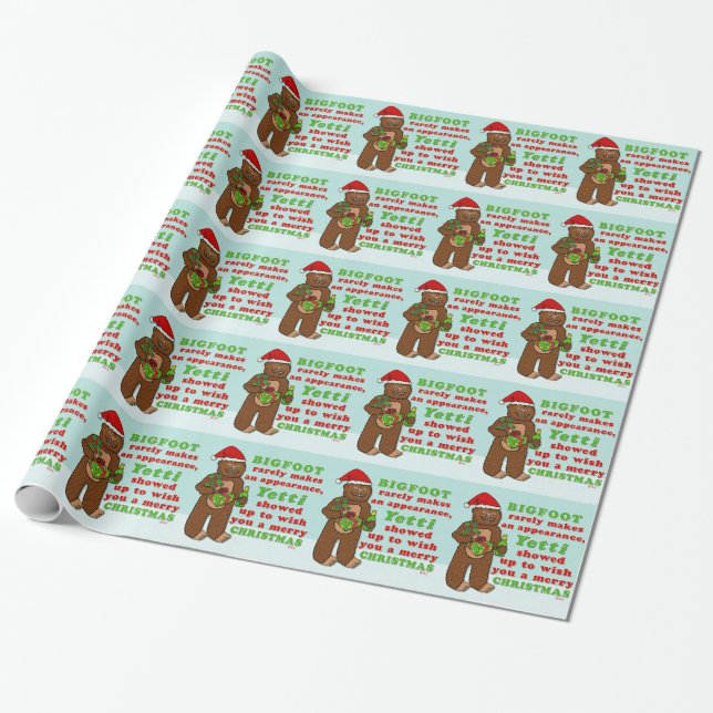 Papel De Regalo Gracioso pie grande merry Christmas Sasquatch Pun (Desenrollado)