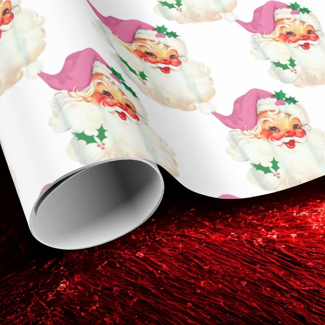 Papel De Regalo Gracioso regalo de Navidades Retro Rosa Santa Clau (Subido por el creador)