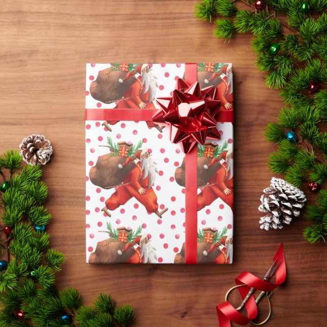 Papel De Regalo Gracioso Santa Claus (Regalo de vacaciones)