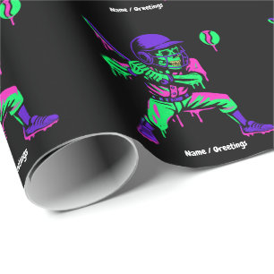 Papel De Regalo Gracioso Skeleton Batting Ice Cream Driting Baseba