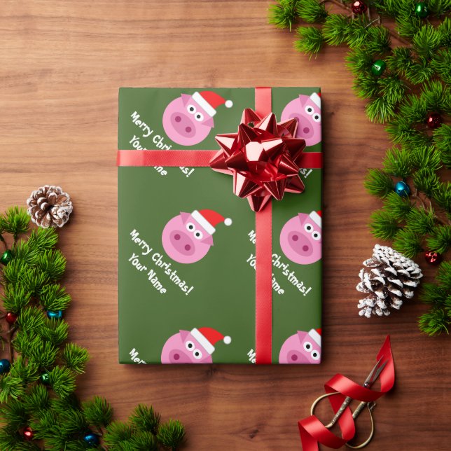 Papel De Regalo Graciosos Navidades de cerdo Santa personalizado e (Regalo de vacaciones)