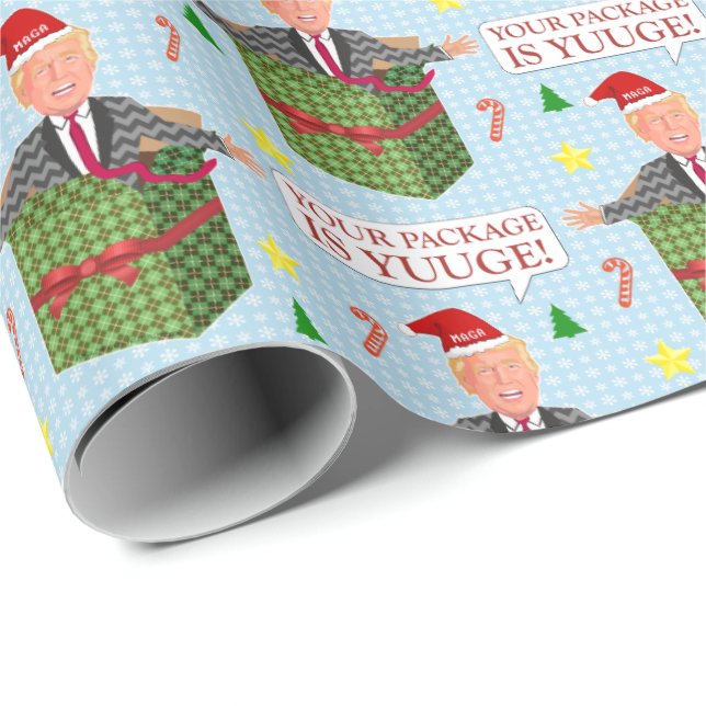 Papel De Regalo Graciosos Navidades de Donald Trump: ¡Yuuge! (Esquina del rollo)