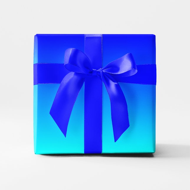 Papel De Regalo Gradiente de Aqua a Azul (Aqua to Blue Gradient Wrapping Paper)