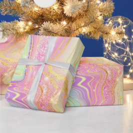 Papel De Regalo Gradiente de arcoíris iridiscente y estratos de lá