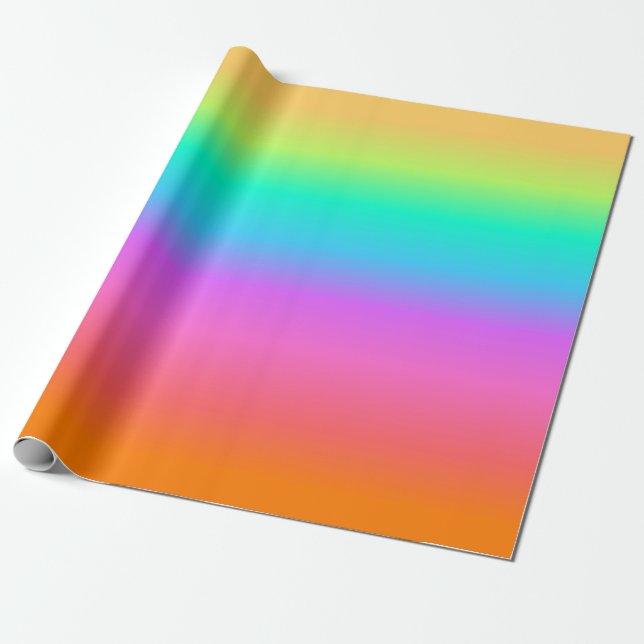 Papel De Regalo Gradiente de arcoiris pastel (Desenrollado)