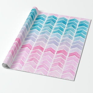 Papel De Regalo Gradiente de color de agua pintado a mano azul geo