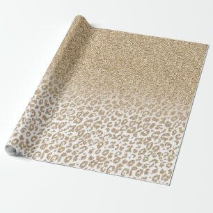 Papel De Regalo Gradiente de impresión Leopardo y Purpurina Gold d