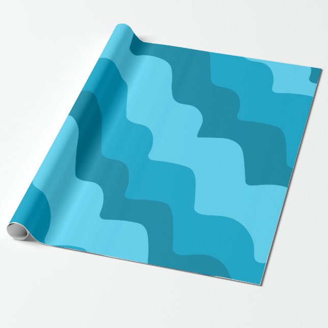 Papel De Regalo Gradiente de ondas oceánicas onduladas azules (Desenrollado)