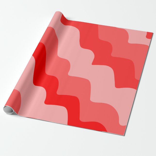 Papel De Regalo Gradiente de ondas oceánicas onduladas rojas (Desenrollado)