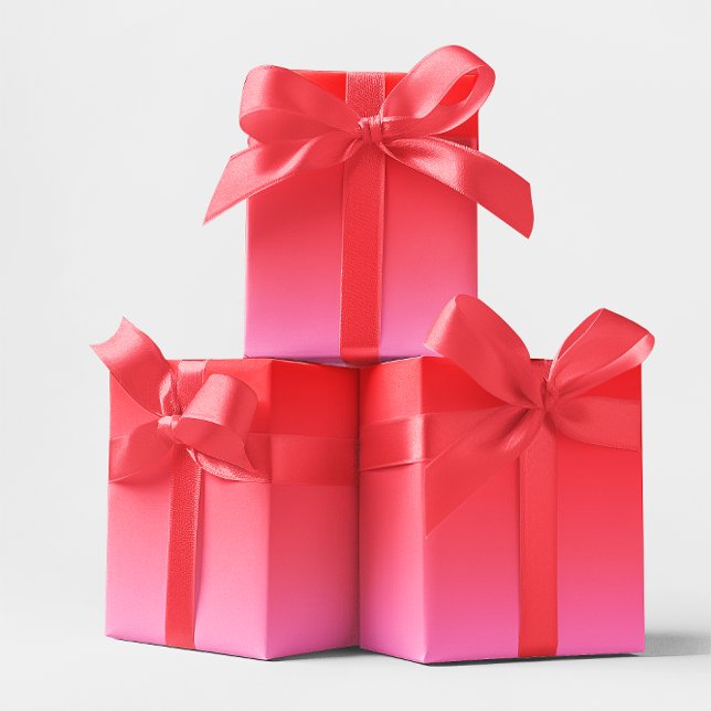 Papel De Regalo Gradiente de San Valentín Rosa y Rojo (Pink and Red Valentine Gradient Wrapping Paper)