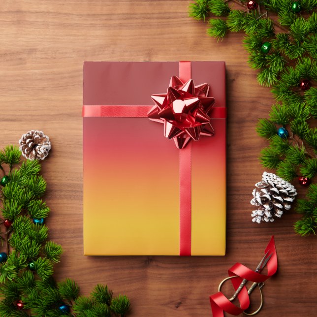 Papel De Regalo Gradiente de sol Naranja rojo vibrante amarillo na (Regalo de vacaciones)