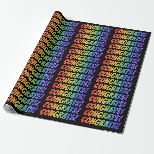 Papel De Regalo Gradiente del espectro arcoiris "CONGRAMAS!" (Desenrollado)