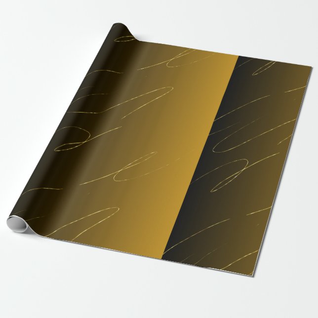Papel De Regalo Gradiente dorado negro y marrón (Desenrollado)