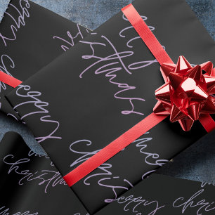 Papel De Regalo Gradiente Feliz Navidad Hermoso Onyx Elegante