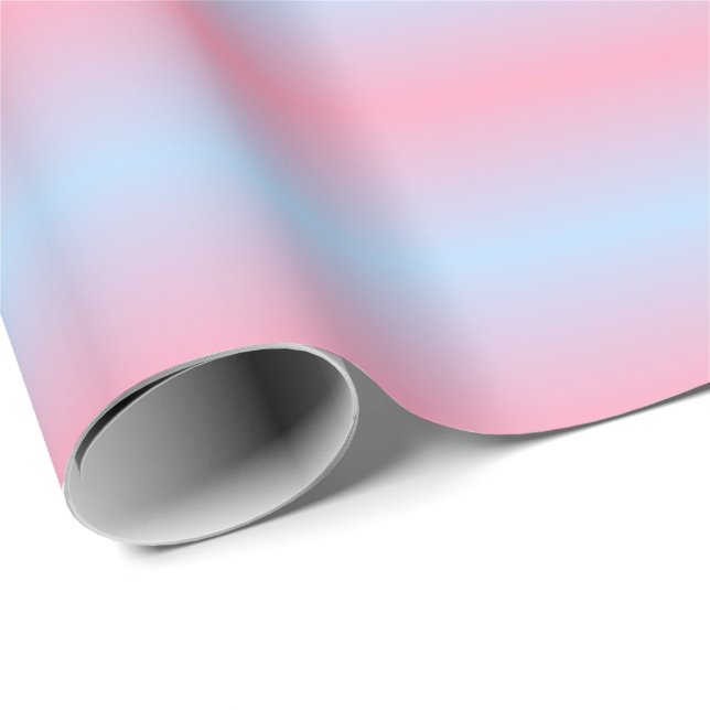 Papel De Regalo Gradiente rosa y azul claro rayado (Esquina del rollo)