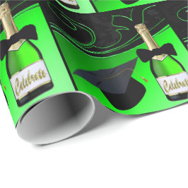 Papel De Regalo Graduación Cap Champagne Bottle Bow Tie