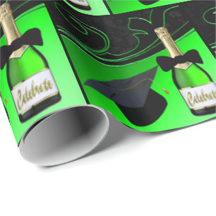 Papel De Regalo Graduación Cap Champagne Bottle Bow Tie
