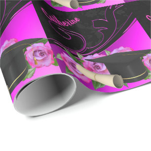 Papel De Regalo Graduación Cap Diploma Negro rosa Personal