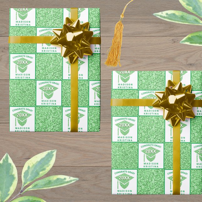 Papel De Regalo Graduación de Grado Glam Green Cap (Subido por el creador)