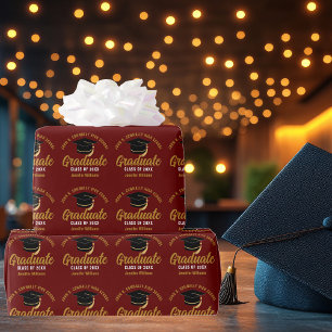 Papel De Regalo Graduación de Maroon Gold Graduate Personalizado 2