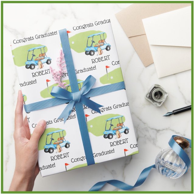 Papel De Regalo Graduación de nombres temáticos de golf personaliz (Subido por el creador)