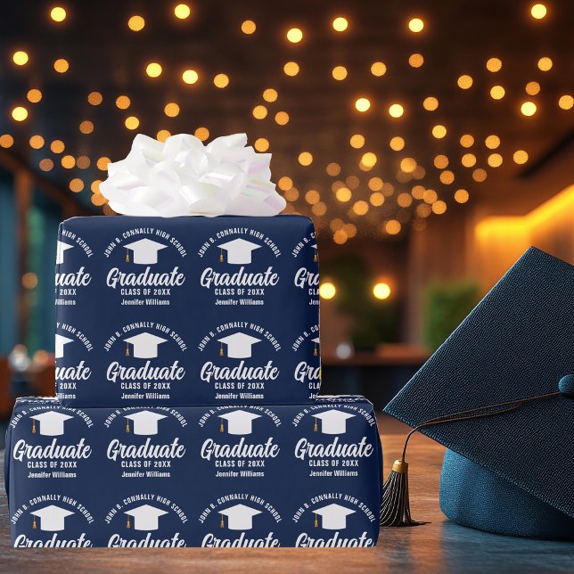 Papel De Regalo Graduación de Personalizado de graduado de Navy Bl (Subido por el creador)