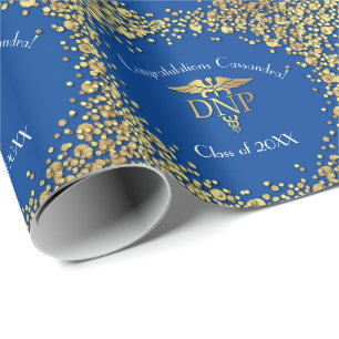 Papel De Regalo Graduación de Práctica de Enfermería Azul Oro