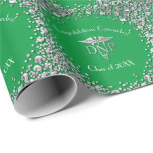 Papel De Regalo Graduación de Práctica de Enfermería Verde Plata