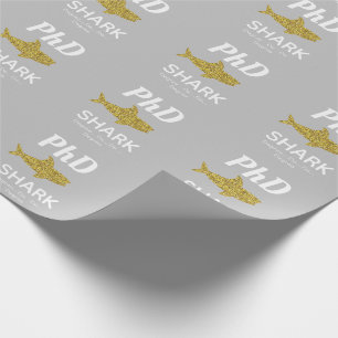 Papel De Regalo Graduación del PhD Gris tiburón Purpurina de oro