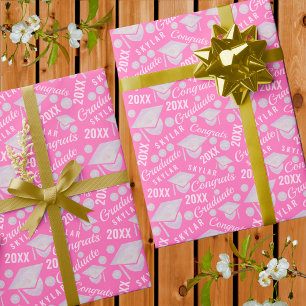 Papel De Regalo Graduación Moda Óptica Rosa Graduado Polka Dot