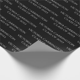 Papel De Regalo Graduación Nombre Año Clase de guión Blanco negro