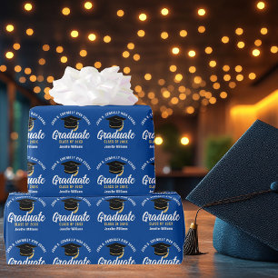 Papel De Regalo Graduación Personalizada Azul Blanco 2026