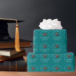 Papel De Regalo Graduación personalizada de graduado Verde azulado
