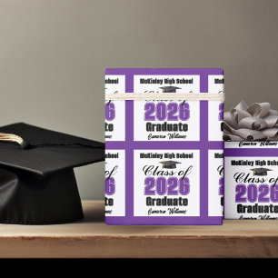 Papel De Regalo Graduación Personalizada Morada Clase de 2026