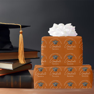 Papel De Regalo Graduación Personalizada Naranja Quemada