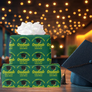 Papel De Regalo Graduación Personalizada Verde Amarillo