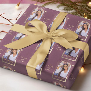 Papel De Regalo Graduación Plum Gold Sun Moon Stars Grad Photo